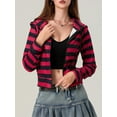 thumbnail image 5 of Elippeo Women Striped Zip Up Hoodie Contrast Color Raglan Long Sleeve Fall Sweatshirt Jacket, 5 of 9