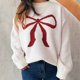 thumbnail image 4 of Ailaofu Womens Fall Winter Casual Sweater Cute Bow Crewneck Long Sleeve Baggy Knit Sweatshirt Top Trendy Aesthetic Clothes, 4 of 6