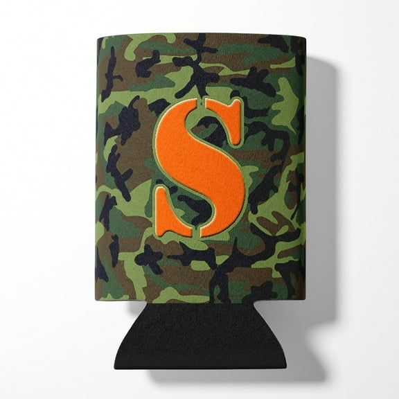 Letter S Monogram - Camo Green Can or Bottle Hugger
