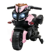 Winado 6V Kids Ride on Motorcycle with Training Wheels, Headlights, Horn, Simulated Motor Sounds and Music for Toddlers Pink