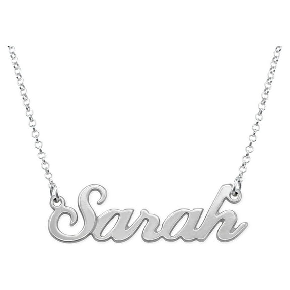 MyNameNecklace - Personalized Unisex Classic Name Necklace for Woman - Custom Cursive Nameplate - Made of 925 Silver Custom Any Name with 16''   2" Chain