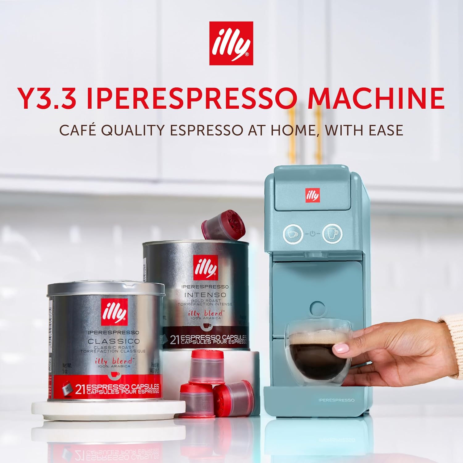 illy Y3.3 iperEspresso Machine, Compact Espresso and Coffee Maker