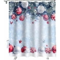 thumbnail image 2 of Christmas Shower Curtain Christmas Ball Pine Branch Shower Curtains for Bathroom Decor Snow Scenery Christmas Decoration Bath Curtains Sets with Hooks Waterproof, 84x72 in, 2 of 6