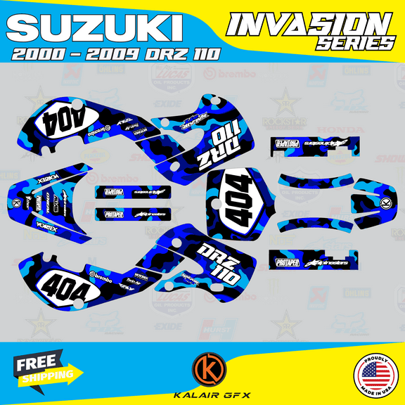 Kalair GFX Graphics Kit for Suzuki DRZ110 (2002-2009) Invasion Series