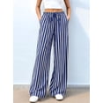 thumbnail image 4 of Pants Elastic Waist Palazzo Pants for Women Casual Lounge Wide Leg Pants Blue XL, 4 of 9