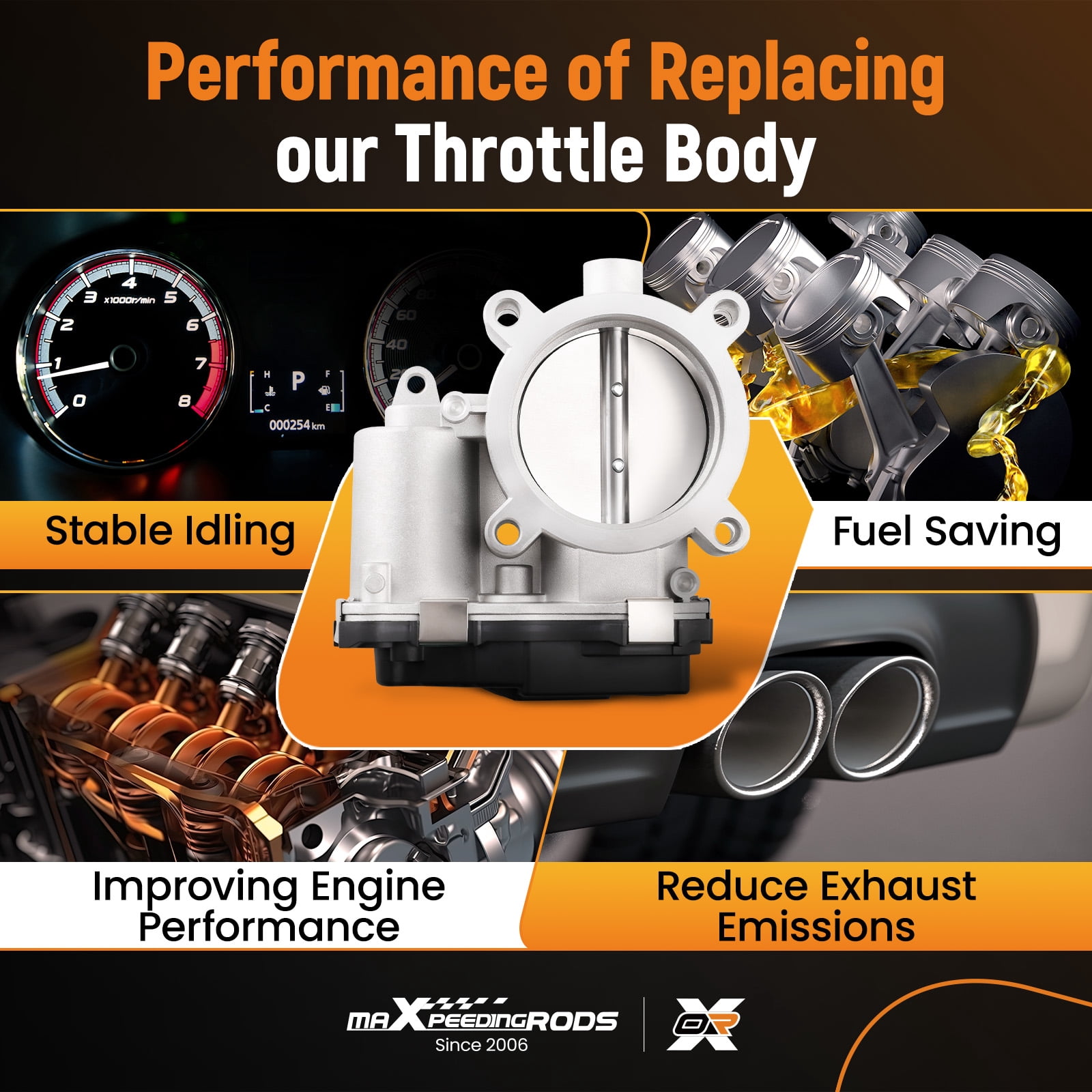 maXpeedingrods Electronic Throttle Body for Chrysler 200 2015-2017, for Jeep Cherokee Compass Renegade 2014-2018, for Dodge Dart, for Fiat 500X, for Ram Promaster City, 4891970AB 4891970AC 04891970AB