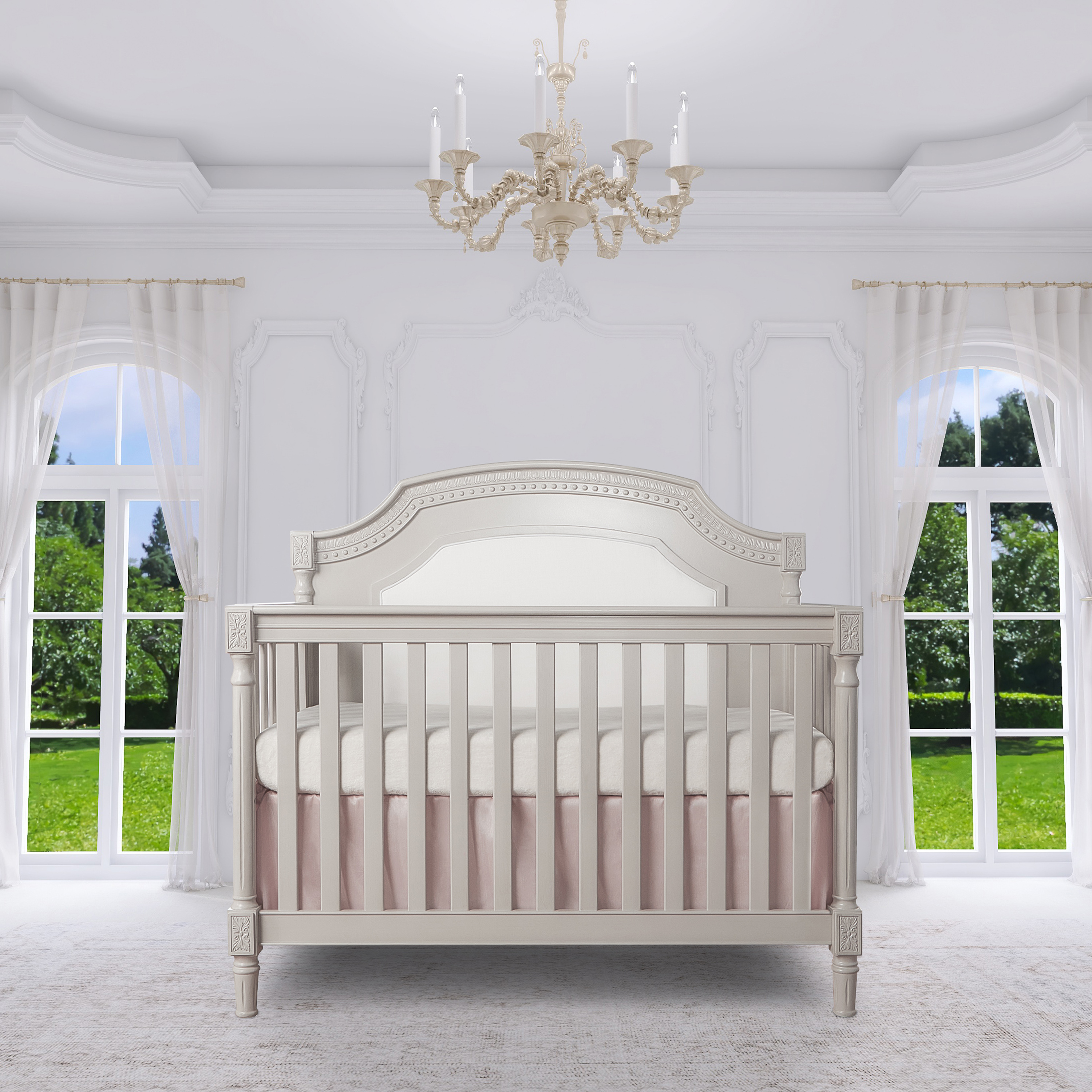 Evolur Nursery Essentials Bundle of Julienne 5-in-1 Convertible Crib, Julienne Double Dresser & London Upholstered 360 Swivel Glider, with a Premium Dream On Me Crib Mattress - image 3 of 11