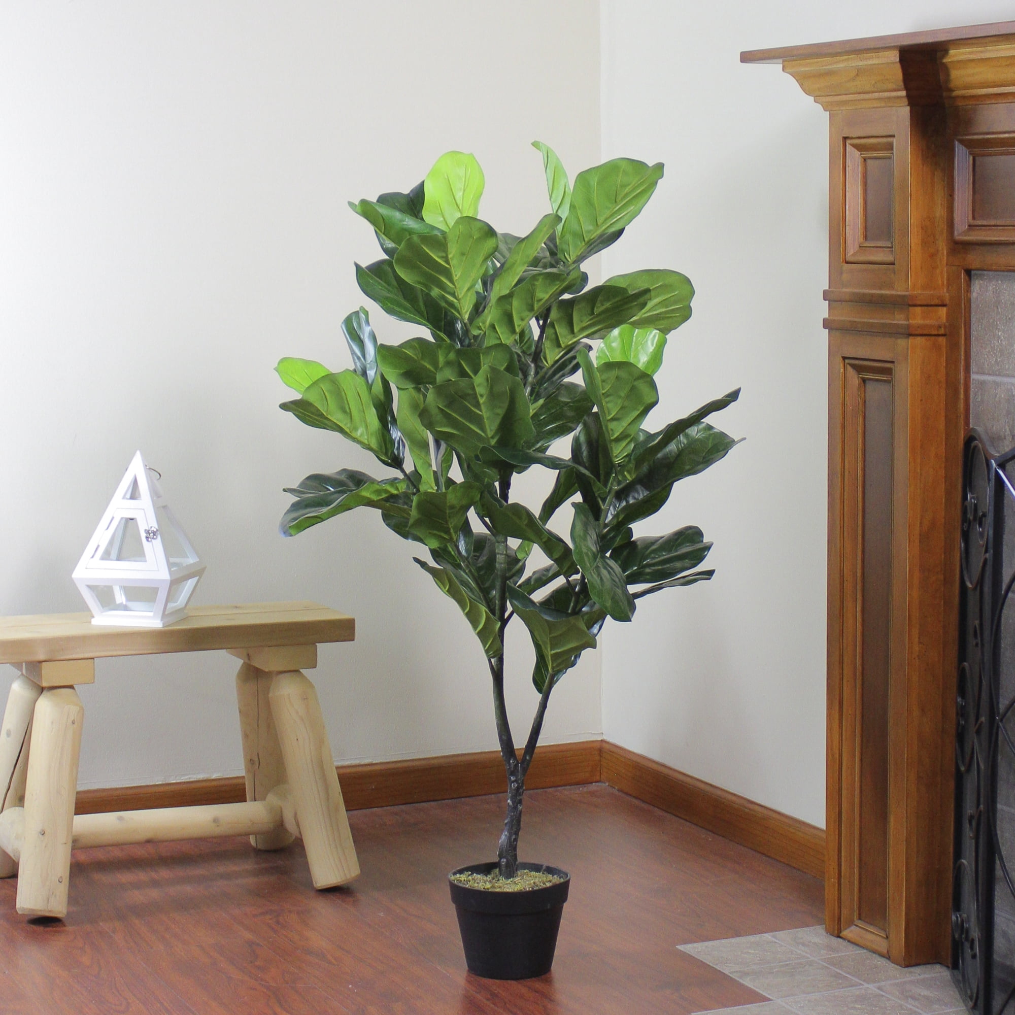 Northlight 49" Two Tone Green Wide Fiddle Leaf Artificial Potted Floor Plant