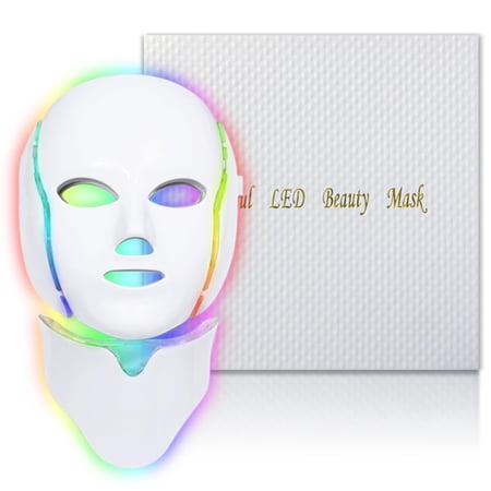 EVFOFO 7 Colors LED Face Mask Light Therapy, Led Face Mask Light Therapy At Home, Blue Red Light Therapy Mask for Face C35