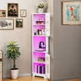 thumbnail image 2 of Uforic 67"Tall Corner Storage Cabinet with Door & LED Light, 5 Tier Corner Bookcase Cabinet, White, 2 of 9