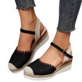 thumbnail image 4 of Women's Summer Casual Hollow-out Sandals With Wedge Toe Summer Sandals Black 37, 4 of 8
