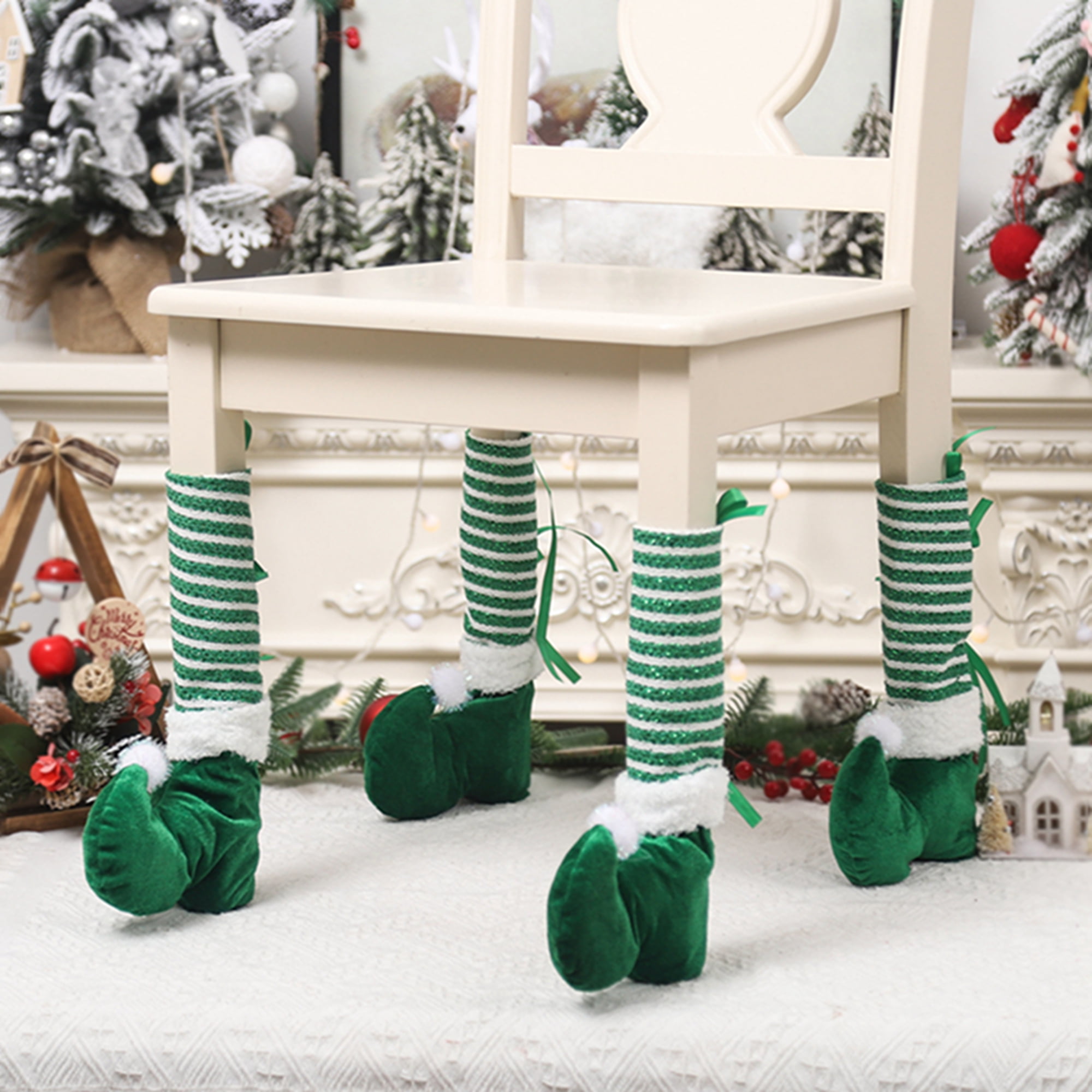 Biekopu Christmas Elf Chair Leg Socks Furniture Floor Protectors Table