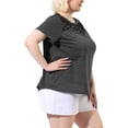 thumbnail image 4 of Unique Bargains Women's Plus Lace Panel Round Neck Short Sleeve Blouse, 4 of 6