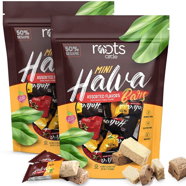 Roots Circle Mini Halva Candy Sesame Tahini Bars 2 Pack Bulk Re