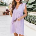 thumbnail image 2 of Ketyyh-chn99 Robes Midi pour Femmes Grande Taille Robe d'Été Extensible Combinaisons Manches à Volants Shorts Robe Courte Violet,3TG, 2 of 4