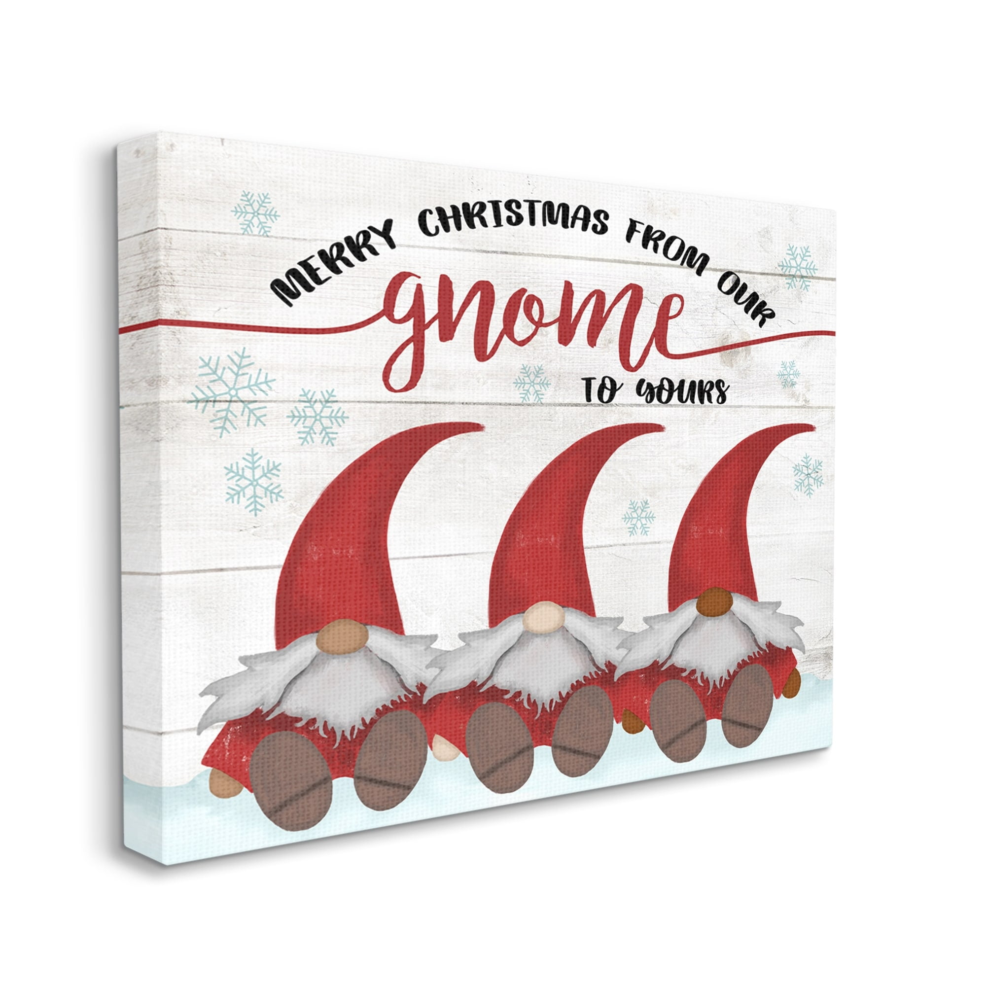 Stupell Industries Merry Christmas Gnome Home Pun Snowflakes Fairy Tales & Fantasy Painting Gallery Wrapped Canvas Art Print Wall Art, 36 x 48