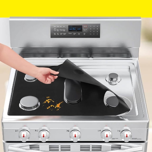 Silicone Stove Cover Gas Stove Top Burner Covers for Samsung Gas Range Stove Guard Reusable, Oven Liners Mat Gas Range Protectors, Non-Stick Washable Keep Stove Clean Black
