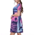 thumbnail image 2 of Uemuo Hawaiian Beach Dolphin Print Womens Summer Dress Casual Swing Short Sleeve Sundresses Beach A-line Shift Dress, 2 of 6