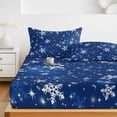 thumbnail image 6 of Twin XL Size Fitted Sheet Set - Blue Snowflake Christmas 2 Piece Bedding Sets 16" Deep Pocket Fitted Sheet with 1 Pillowcases, Winter Xmas Snowflake Brushed Microfiber Hotel Luxury Bed Sheets, 6 of 9