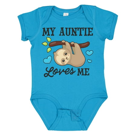 

Inktastic My Auntie Loves Me with Sloth and Hearts Gift Baby Boy or Baby Girl Bodysuit
