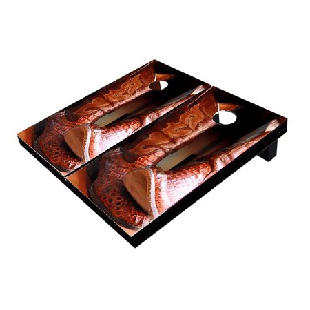 Skip's Garage Cowboy Boots #1 Solid Wood Cornhole Board Set
