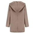 thumbnail image 4 of Women Single Breasted Hooded Jacket Casual Shawl Collar Jacket Pea Coats Loose Trench Coats Long Overcoat Camel XL, 4 of 7