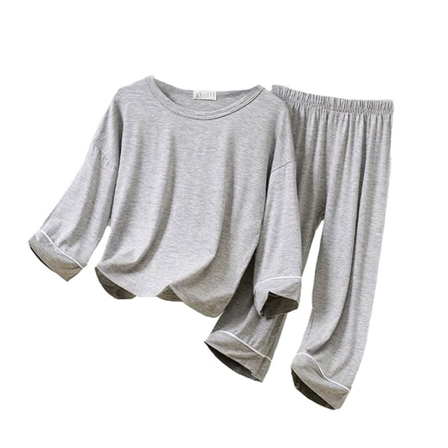 MIASHUI Ensemble de Pyjama T-Shirt à Manches Courtes et Pantalon pour Garçons, Gris, 5-6 Ans