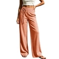 thumbnail image 2 of ClodeEU Women's Plaid High Waist Wide Leg Pants ,Casual Loose Trousers with Pockets Orange,Women's Plus XL, 2 of 5