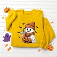 thumbnail image 4 of DIOAZUD Women's Halloween Sweatshirt Cute Funny Spooky Crewneck Long Sleeve Fall Tops Graphic Pullover Sweatshirts Pumpkin Patch Outfit, 4 of 8
