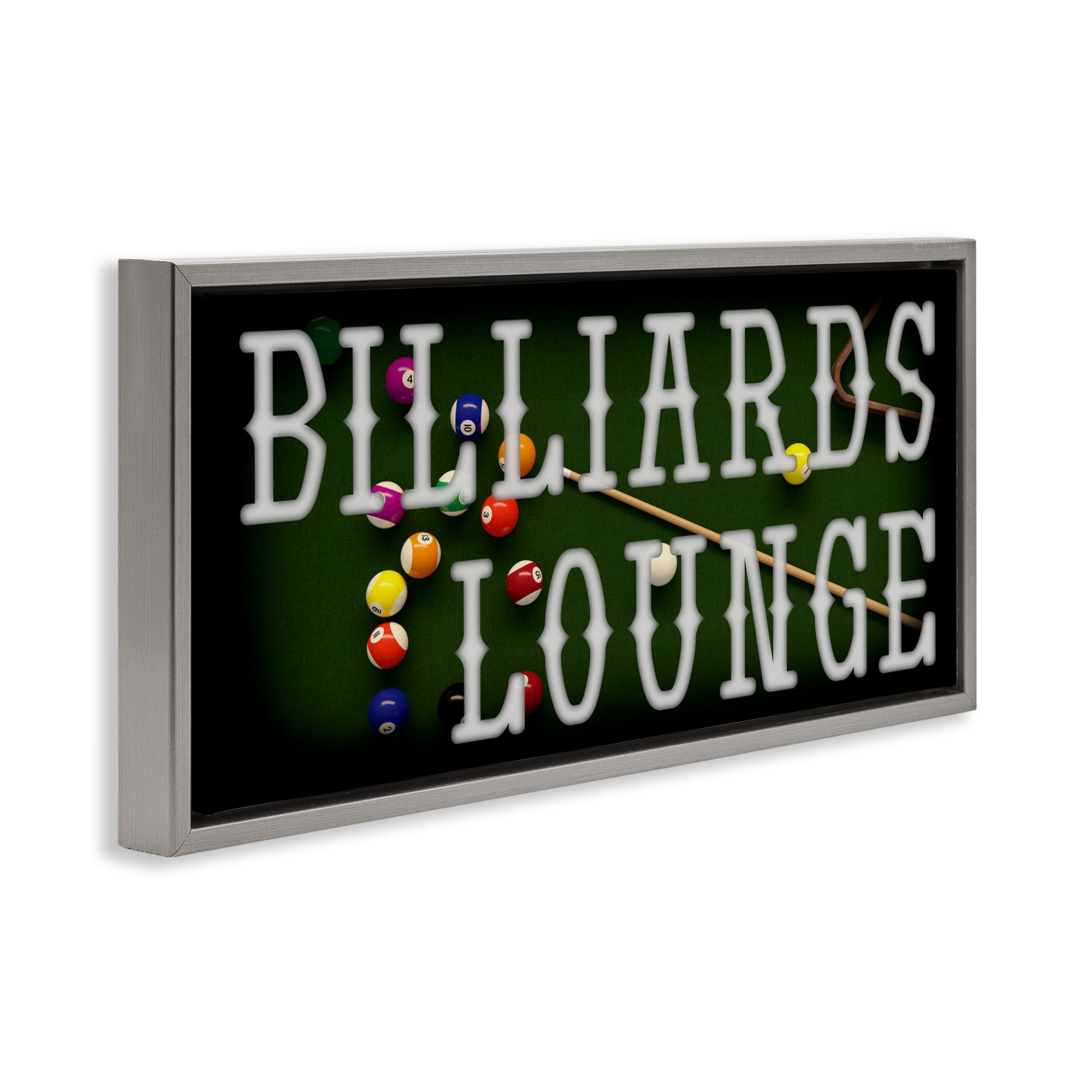 Stupell Industries Billiards Lounge Recreation Gray Framed Floater Canvas Wall Art, design by Marcus Prime