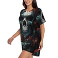 thumbnail image 2 of Haiem Butterfly Flower Skull Pattern Pajama Set for Women 2 Piece Lounge Set Short Sleeve Tops and Shorts Soft Sleepwear-XX-Large, 2 of 7