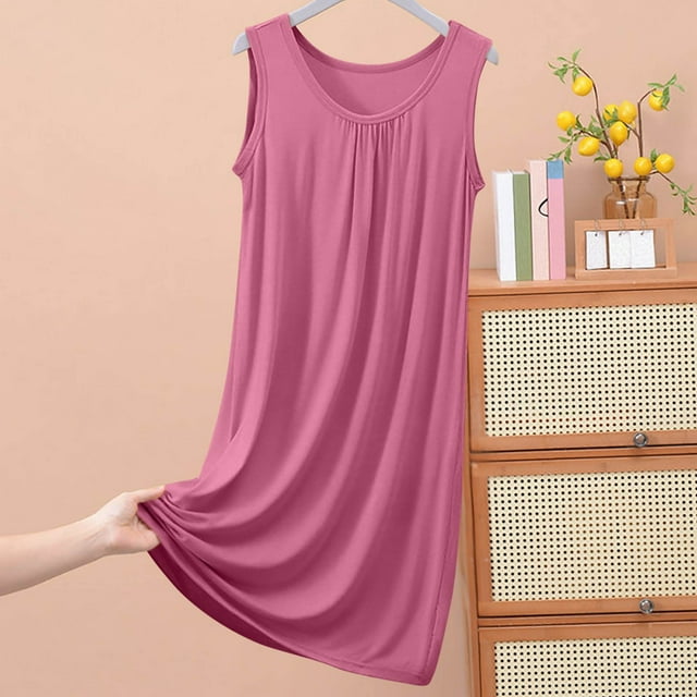 Elvqul Chemises de Nuit Unies Pyjamas Nuisette Sans Manches pour Femmes Grande Taille Nuisette Rouge pour Femmes