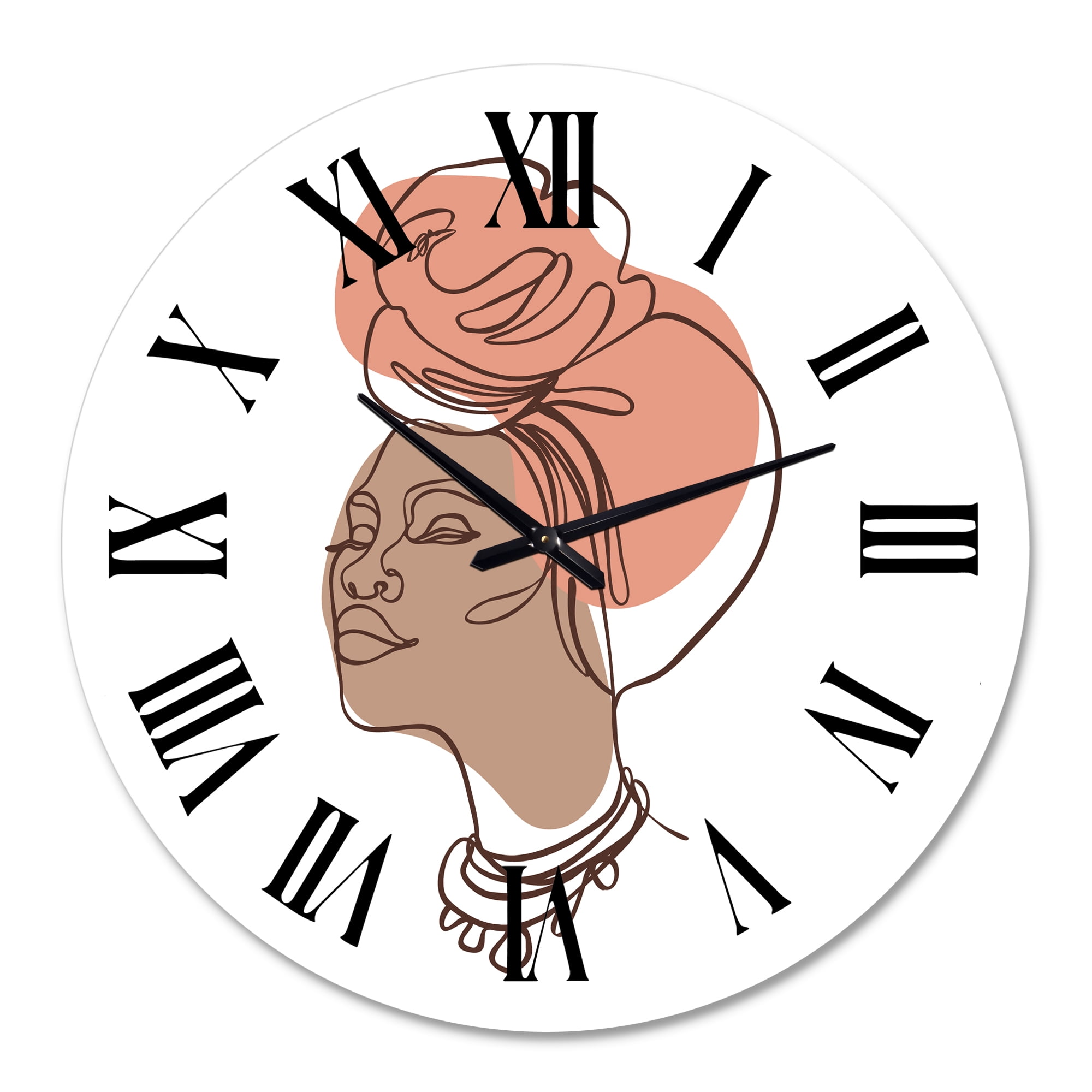 Designart 'One Line Portrait Of African American Woman Iv' Modern Wall Clock