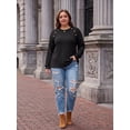 thumbnail image 5 of PINKSIR Womens Plus Size Tunic Tops Crewneck Long Sleeve Ribbed Knit Button Detail Fall Casual, 5 of 10