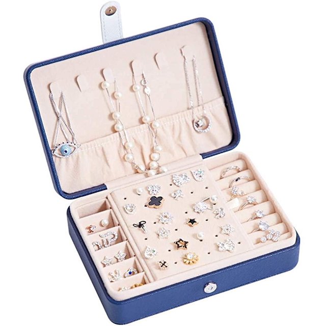 Joyero para mujer, joyero con hebilla de cuero, joyero pequeño, joyero de viaje, caja de almacenamiento para anillos y brazaletes