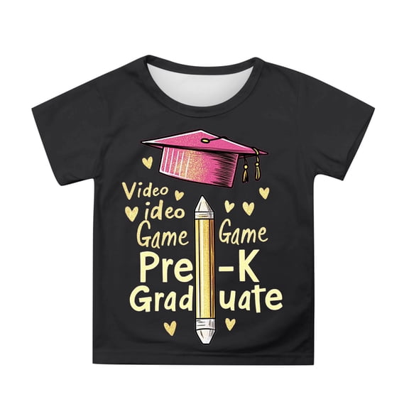 Hiijoy Toddler Girls Graduation Graphic Tee Short Sleeve Crew Neck T-Shirt, Sizes 3-13
