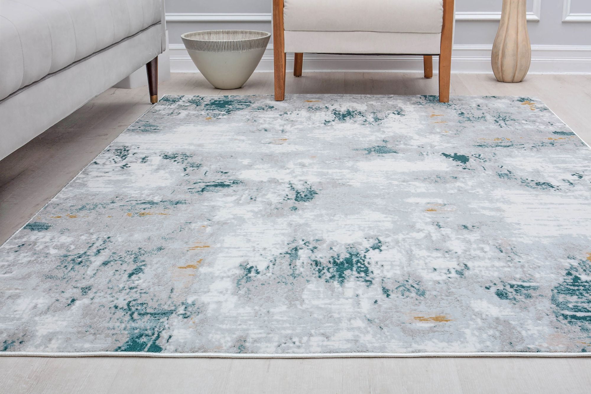 Rugs America Silas SM40B Silver Cloud Abstract Vintage Gray Area Rug, 2'6" x 8'