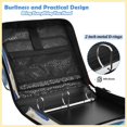 thumbnail image 4 of Zipper Binder with Shoulder Strap 2 inch 3 Ring Waterproof File Folder Organizer Bag 500 Sheet Watercolor Blue Butterfly, 4 of 8