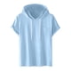 thumbnail image 1 of Pullover de Manga Corta para Hombres Casual Sólido de Moda con Capucha de Bolsillo Deportivo Camiseta Superior, 1 of 7