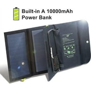 ALLPOWERS 21W Foldable Solar Panel with 10000mAh Power Bank, 3 USB Ports Portable Solar Charger for Camping Hiking