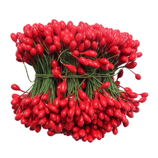 500 Unidades 1000 Cabezas Dobles Cabezas Mini Falsas Bayas Artificiales DIY De rojo BLESIY Frutas Mini Falsas