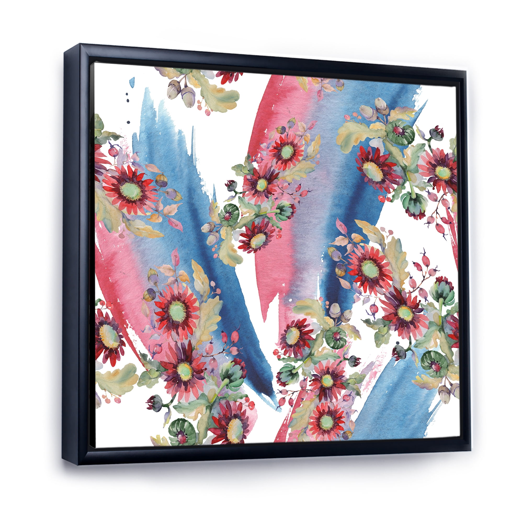 Designart 'Acorn Bouquet and Red Aster' Modern Framed Canvas Wall Art Print