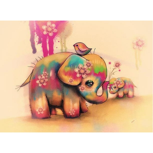 Taladro diamante pintura (DE2723) 5D DIY completo lindo elefante punto de cruz bordado 45x60cm Hugtrwg Para estrenar