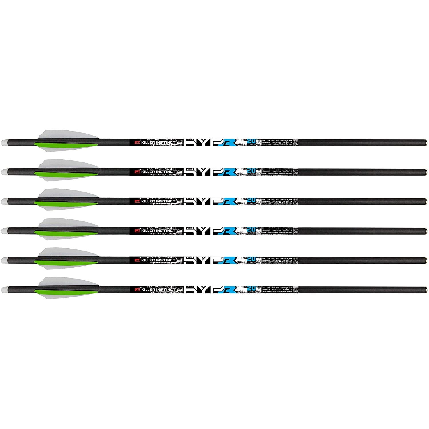 Killer Instinct MSCKI-1065-6 HYPR Lite 20 In. Carbon Crossbow Bolts 6 Pack