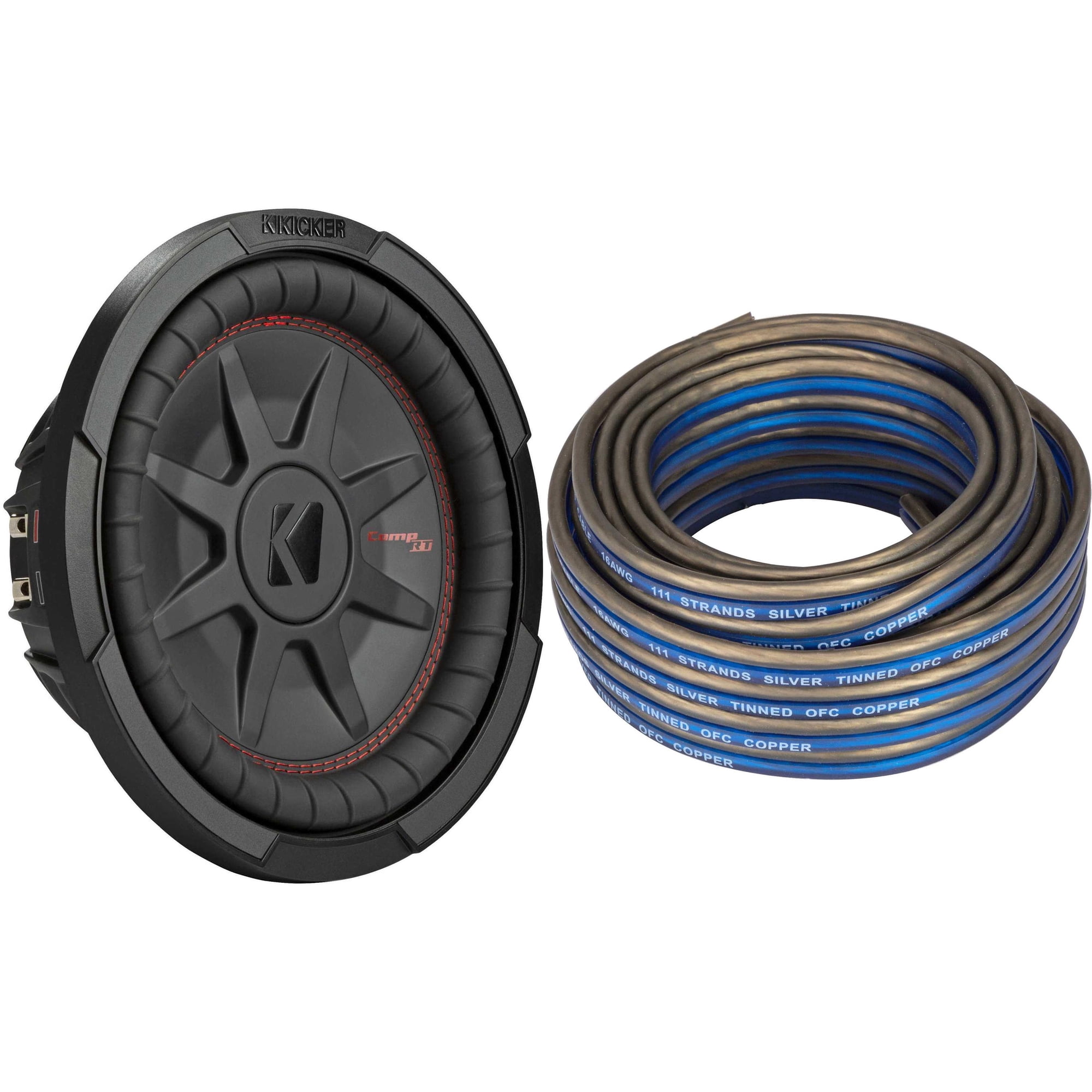 Kicker 48CWRT102 CompRT 10" Subwoofer, DVC, 2-ohm - Includes Speaker Wire