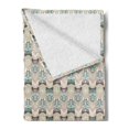 thumbnail image 2 of Owls Soft Flannel Fleece Throw Blanket, Pattern with Native an Geometric Ornaments Horizontal Zigzag Lines, Cozy Plush for Indoor and Outdoor Use, 50" x 60", Tan Turquoise Pale Pink, by Ambesonne, 2 of 5