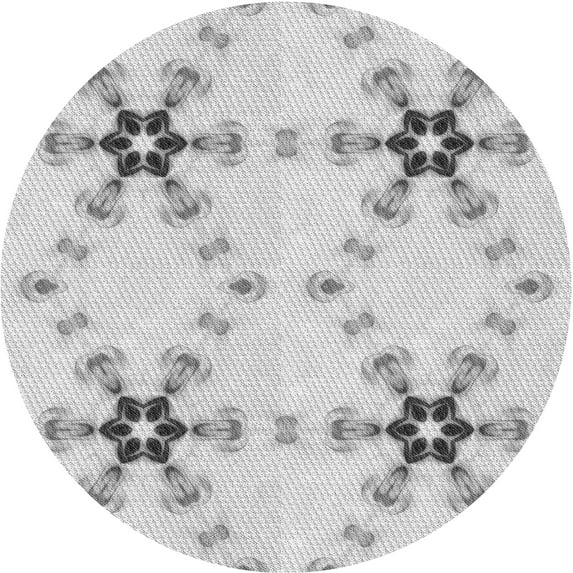 Ahgly Company Indoor Round Patterned Off-White Novelty Area Rugs, 5' Round