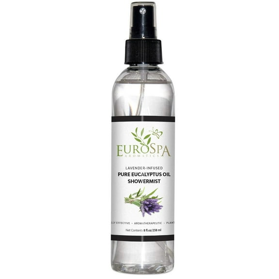 EuroSpa Aromatics Pure Eucalyptus Oil Shower Mist Spray Aromatherapy 8 Oz, Lavender Infused