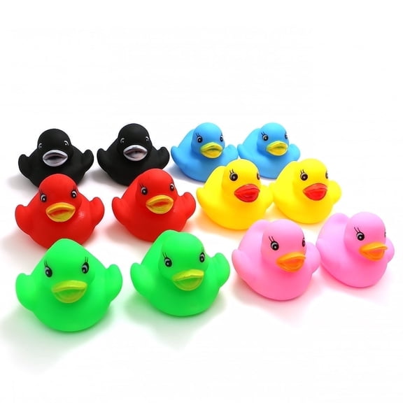 Novelty Place 12 Pcs Float Plastic Duck Ducky Baby Bath Toy for Kids Assorted Colors