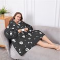 thumbnail image 5 of Oversized Wearable Blanket Hoodie,Halloween Skull and Bone Pattern Sherpa Blanket Hoodie with Super Pockets,Super Warm Fuzzy Pullover for Women & Men, 5 of 6